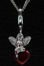 Zilveren Engel op rood hart hanger en/of bedel, Sieraden, Tassen en Uiterlijk, Bedels, Nieuw, Verzenden