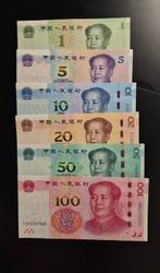 China. - 1, 5, 10, 20, 50 and 100 Yuan - Various Dates