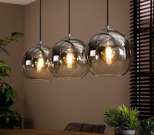 Hanglamp Industriele Bubble Glas 3L - Nieuwe Collectie 2025, Huis en Inrichting, Lampen | Hanglampen, Nieuw, Glas, Kunststof, Metaal