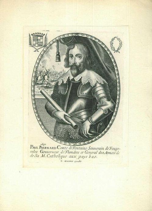Portrait of Paul Bernard, Count of Fontaines, Antiek en Kunst, Kunst | Etsen en Gravures