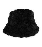 Bucket Hat Fluffy Imitatie Bont Zwart, Verzenden, Nieuw