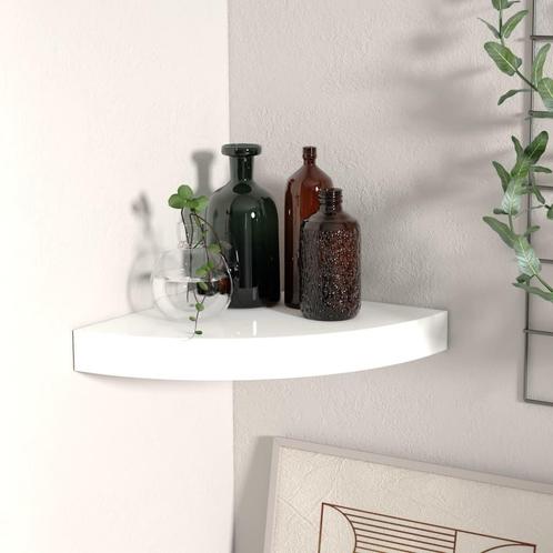 vidaXL Hoekschap zwevend 25x25x3,8 cm MDF hoogglans wit, Huis en Inrichting, Woonaccessoires | Wandplanken en Boekenplanken, Nieuw