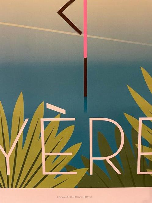Monsieur Z - Affiche de Tourisme Hyères - Flamant Rose, Antiek en Kunst, Kunst | Tekeningen en Foto's