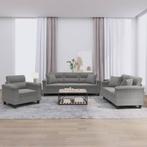 vidaXL 3-delige Loungeset met kussens microvezelstof, Huis en Inrichting, Banken | Bankstellen, Verzenden, Nieuw, Vierpersoons of meer