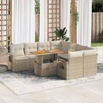 vidaXL 9-delige Loungeset met kussens poly rattan beige, Tuin en Terras, Tuinsets en Loungesets, Verzenden, Nieuw, Rotan, Loungeset