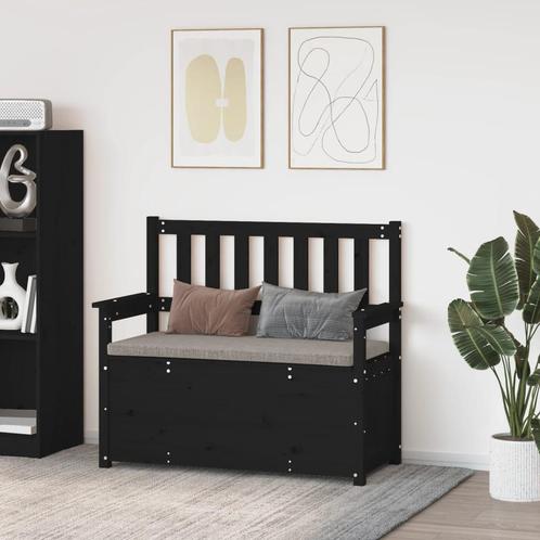 vidaXL Bankje 112,5x51,5x96,5 cm massief grenenhout zwart, Huis en Inrichting, Banken | Bankstellen, Nieuw, Minder dan 150 cm