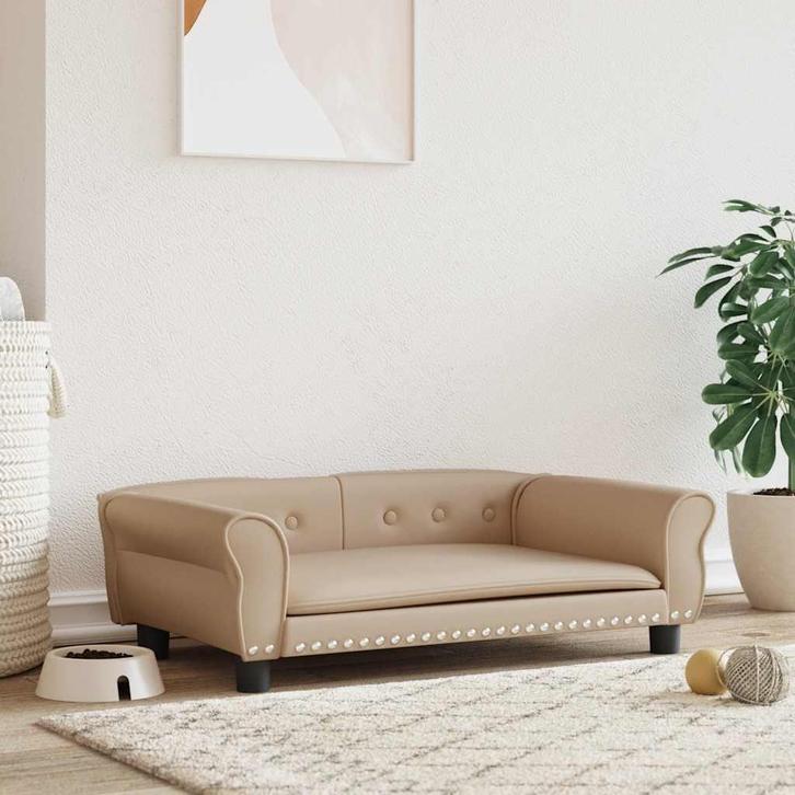 vidaXL Hondenmand 95x55x30 cm kunstleer cappuccinokleurig, Dieren en Toebehoren, Honden-accessoires, Nieuw, Verzenden