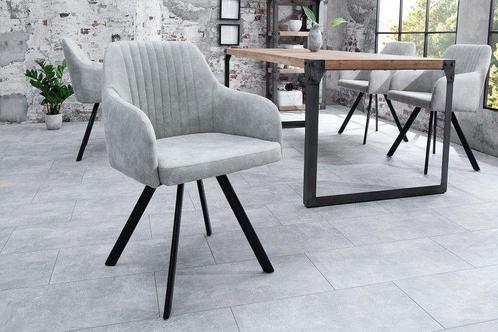 Retro design stoel LUCCA steengrijs met quilten industriële, Huis en Inrichting, Stoelen, Ophalen of Verzenden