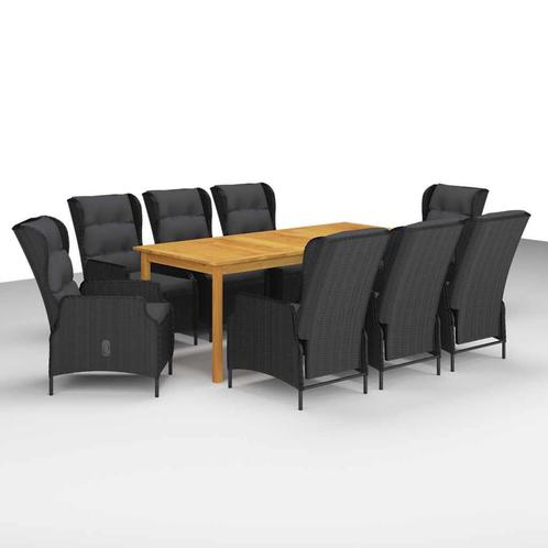 vidaXL 9-delige Tuinset donkergrijs, Tuin en Terras, Tuinsets en Loungesets, Tuinset, Nieuw, 8 zitplaatsen, Hardhout, Verzenden