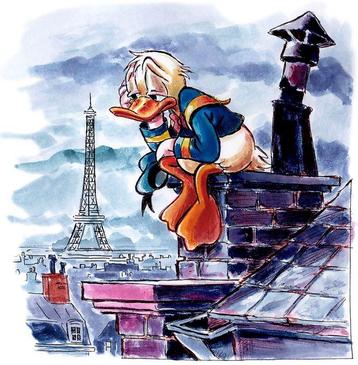 Tony Fernandez - Donald Duck in Paris - Hand Signed - Fine beschikbaar voor biedingen