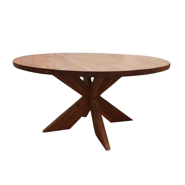 Houten Tafel, Diameter 140cm, Gebruikt, Huis en Inrichting, Bureaus, Gebruikt, Ophalen of Verzenden