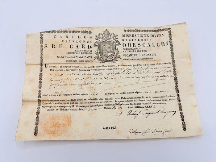 Reliek document Petrus en Paulus - Papier - 1800-1850, Antiek en Kunst, Kunst | Niet-Westerse kunst