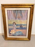 Giuseppe De Sario (1953) - Scena marina con bambina e, Antiek en Kunst, Kunst | Schilderijen | Modern