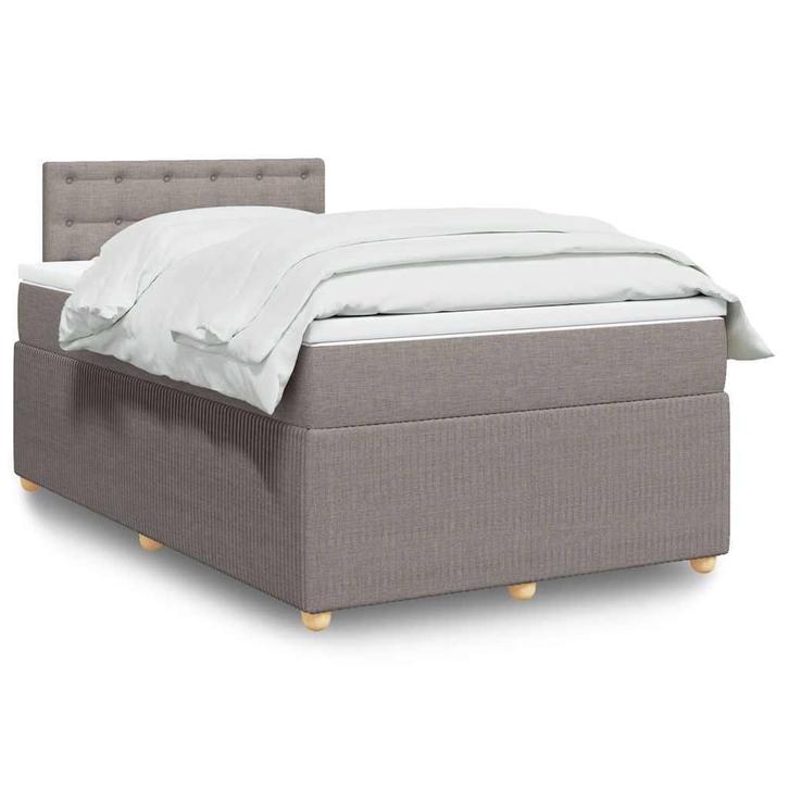 vidaXL Boxspring met matras stof taupe 120x200 cm, Huis en Inrichting, Slaapkamer | Bedden, 120 cm, 200 cm, Twijfelaar, Nieuw