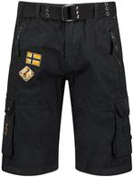 Geographical Norway Heren Korte Broek Met Riem Paintball, Verzenden, Nieuw, Zwart