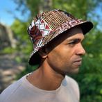 Bucket hat / Vissershoedje met Afrikaanse print - Bruin Bogo, Kleding | Heren, Ophalen of Verzenden, Nieuw