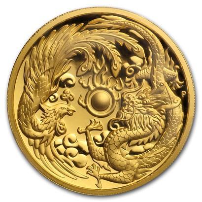 Gouden Dragon and Phoenix 1 oz 2018 (5.000 oplage), Postzegels en Munten, Munten | Oceanië, Losse munt, Goud, Verzenden