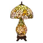 Tiffany tafellamp met verlichte voet – rozen &amp; bladmotief –, Verzenden, Nieuw