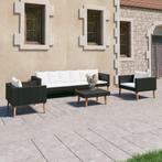 vidaXL 4-delige Loungeset met kussens poly rattan zwart, Verzenden, Nieuw, Textileen, Loungeset