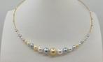 Halsketting - 18 karaat Geel goud - 3x10mm Akoya Parel, Sieraden, Tassen en Uiterlijk, Kettingen, Nieuw