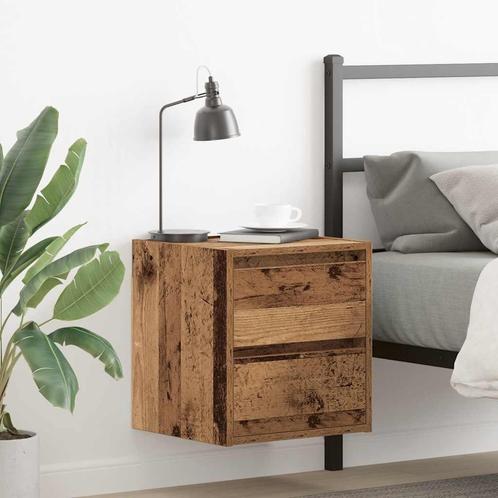 vidaXL Nachtkastjes wandgemonteerd 2 st 38x34x40 cm oud, Huis en Inrichting, Slaapkamer | Nachtkastjes, Nieuw, Hout, Verzenden