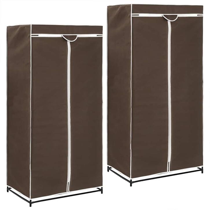 vidaXL Kledingkasten 2 st 75x50x160 cm bruin, Huis en Inrichting, Kasten | Kledingkasten, Nieuw, Verzenden