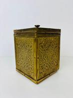 Theepot - Antieke Engelse koperen theekist - Messing, Hout,