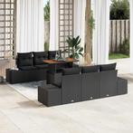 vidaXL Tuin Eetset met kussen 7 pcs Zwart, Bruin 100 x 55 x, Verzenden, Nieuw, Rotan