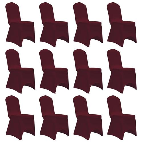 vidaXL Stoelhoezen stretch 12 st bordeauxrood, Tuin en Terras, Tuinmeubel-accessoires, Nieuw, Verzenden