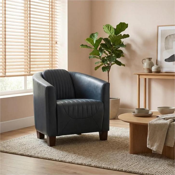 Leren fauteuil Press Special - Granada Blue (blauw) - Poten, Huis en Inrichting, Fauteuils, 50 tot 75 cm, 75 tot 100 cm, Nieuw