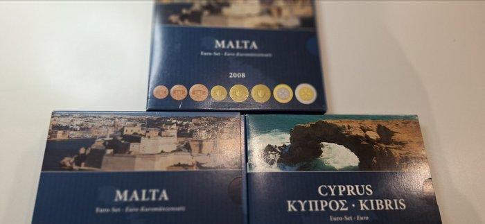 Cyprus, Malta. Series 1 Cent - 2 Euro 2008 (3 blisters), Postzegels en Munten, Munten | Europa | Euromunten