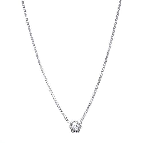 Witgouden choker met diamant 32 cm 14 karaat, Sieraden, Tassen en Uiterlijk, Kettingen, Wit, Zo goed als nieuw, Goud, Verzenden
