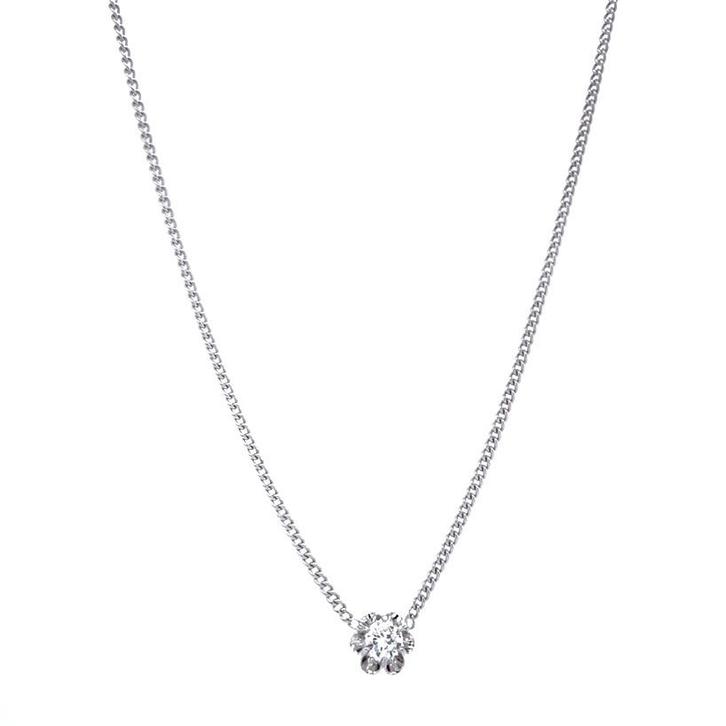 Witgouden choker met diamant 32 cm 14 karaat, Sieraden, Tassen en Uiterlijk, Kettingen, Wit, Zo goed als nieuw, Goud, Verzenden