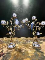 Kaarsenhouder (2) - polyresin, Metaal - Papegaaien kandelaar