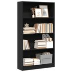 vidaXL Boekenkast 80x24x143 cm bewerkt hout zwart, Huis en Inrichting, Kasten | Boekenkasten, Verzenden, Nieuw, Overige houtsoorten