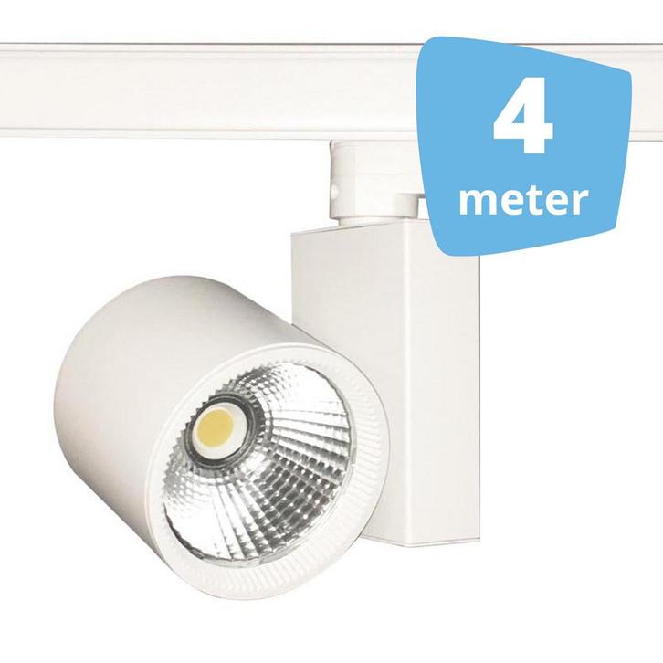 *TIP* 4x 30W LED Track Spot Spirit Wit 3500K Warmwit + 4m, Zakelijke goederen, Kantoor en Winkelinrichting | Winkel en Inventaris