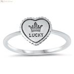 925 Zilveren lucky crown hart ring, Sieraden, Tassen en Uiterlijk, Ringen, Verzenden, Nieuw, Zilver