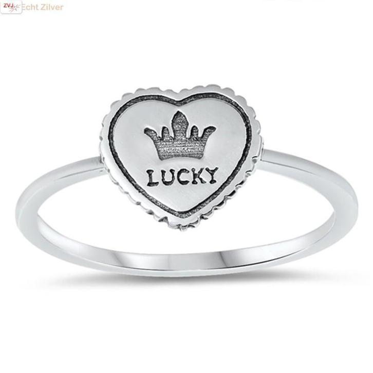 925 Zilveren lucky crown hart ring, Sieraden, Tassen en Uiterlijk, Ringen, Nieuw, Verzenden