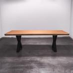 Boomstamtafel, Eettafel 250x105 massief hardhout, metaalpoo, 200 cm of meer, Nieuw, Robuust Modern, 100 tot 150 cm