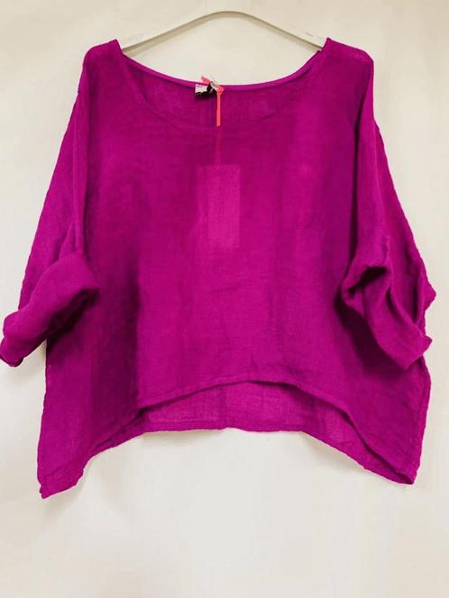 Luchtige linnen korte - crop top - ronde hals - raglan, Kleding | Dames, T-shirts