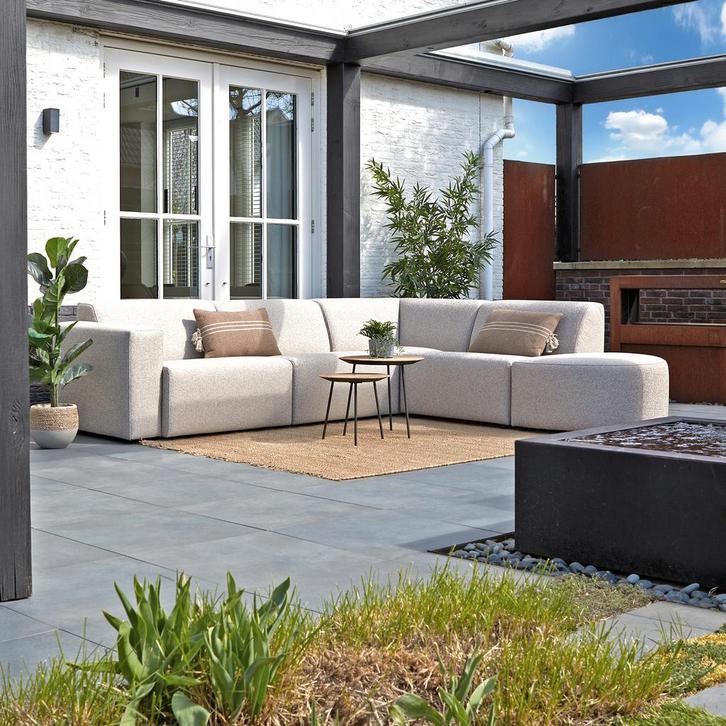 *WOONWINKEL* Grote Hoekbank Voor Buiten Met Ronde Hocker Rec, Tuin en Terras, Tuinsets en Loungesets, Nieuw, Verzenden