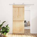vidaXL Schuifdeur met beslag 85x210 cm massief grenenhout, Doe-het-zelf en Verbouw, Verzenden, Nieuw
