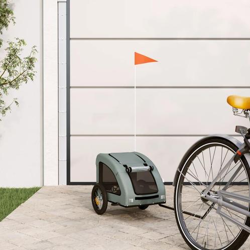 vidaXL Hondenfietstrailer oxford stof en ijzer grijs, Dieren en Toebehoren, Overige Dieren-accessoires, Nieuw, Verzenden