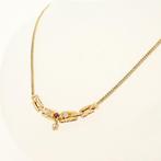 Halsketting - 14 karaat Geel goud Aquamarijn - Citrien -, Sieraden, Tassen en Uiterlijk, Kettingen, Nieuw