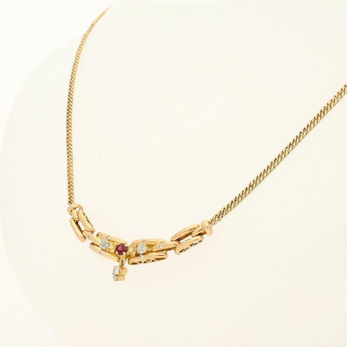 Halsketting - 14 karaat Geel goud Aquamarijn - Citrien -, Sieraden, Tassen en Uiterlijk, Kettingen