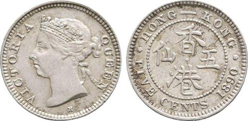 5 Cents 1890 H Hongkong: Victoria, 1837-1901:, Postzegels en Munten, Munten | Amerika, Verzenden
