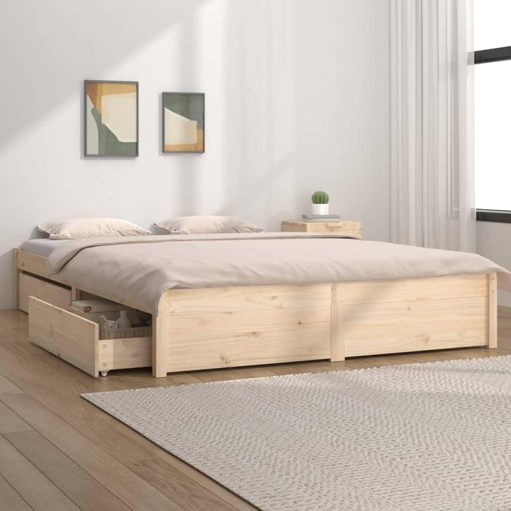 vidaXL Bedframe zonder matras met lades 120x200 cm, Huis en Inrichting, Slaapkamer | Bedden, 120 cm, 200 cm, Bruin, Twijfelaar