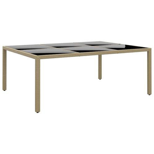 vidaXL Tuintafel 200x150x75 cm gehard glas en poly rattan, Tuin en Terras, Tuintafels, Nieuw, Verzenden