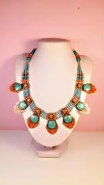 Vintage Berber ketting - lapis lazuli + koraal + turkoois