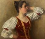 Hans Dietzi (1864 – 1929) - Giovane ballerina in abito rosso